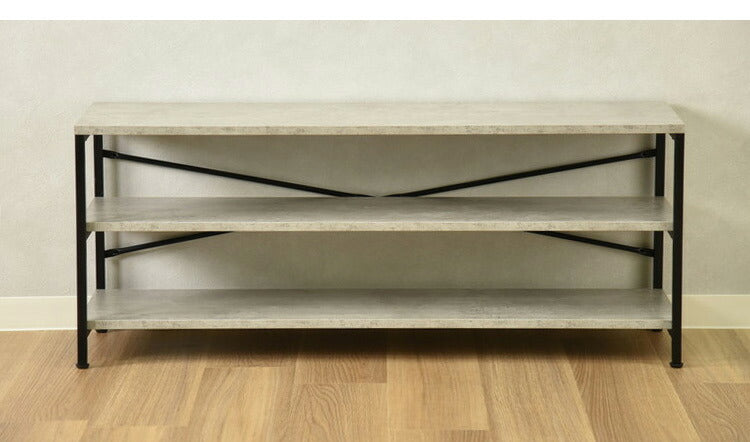 ローボード 3段 コンタ1 幅100cm ヴィンテージ調 コンクリート調 テレビボード テレビ台 三段 棚付き ラック 収納 オープンラック AVボード グレー ブラウン シェルフ(代引不可)