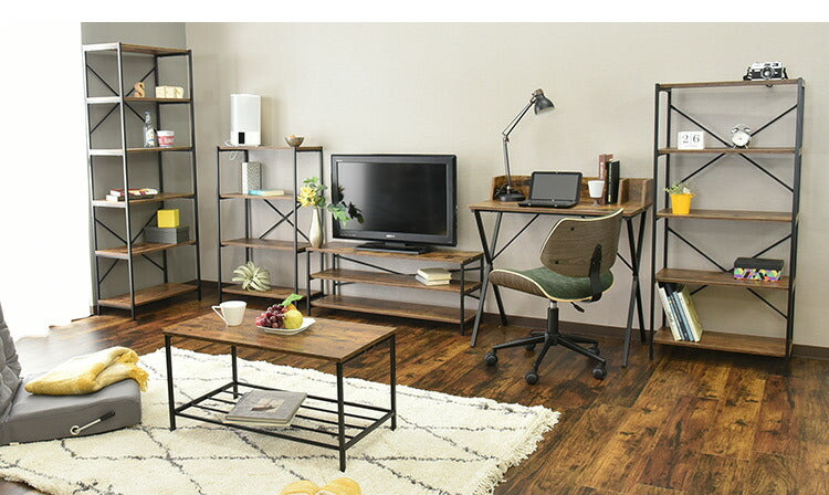 ローボード 3段 コンタ1 幅100cm ヴィンテージ調 コンクリート調 テレビボード テレビ台 三段 棚付き ラック 収納 オープンラック AVボード グレー ブラウン シェルフ(代引不可)