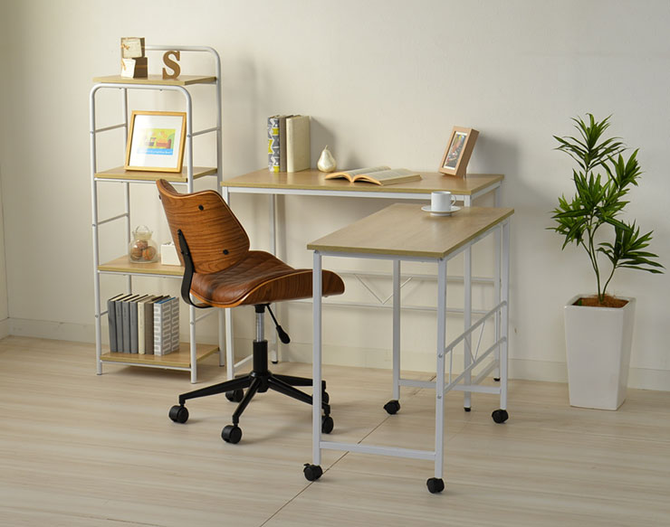 デスク 幅90cm・84cm 2点セット 机 PCデスク 学習机 キャスター付 スチール 北欧 ターブルW 広々使える 大きめ スペース大(代引不可)