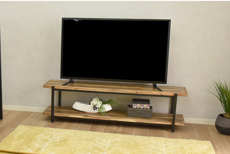 ローボード 幅120cm FJ-120 木目調 おしゃれ ヴィンテージ調 収納 収納家具 リビング収納 テレビ台 ローボード 棚 テレビラック TV台 TVボード パソコン台 AVボード(代引不可)