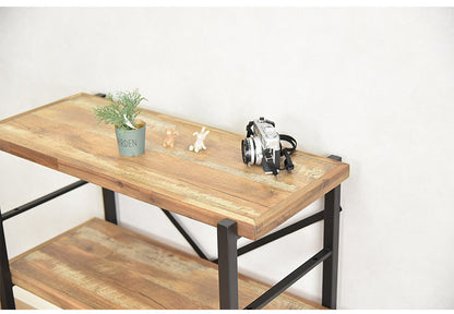 オープンラック 幅118cm 5段 シェルフ FJ-W118-5段 木目調 おしゃれ ヴィンテージ調 収納 収納家具 リビング収納 本棚 ラック ウッドラック ウッドシェルフ 木製棚板(代引不可)