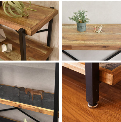 オープンラック 幅118cm 5段 シェルフ FJ-W118-5段 木目調 おしゃれ ヴィンテージ調 収納 収納家具 リビング収納 本棚 ラック ウッドラック ウッドシェルフ 木製棚板(代引不可)