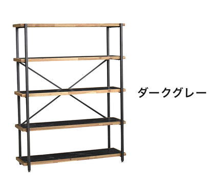 オープンラック 幅118cm 5段 シェルフ FJ-W118-5段 木目調 おしゃれ ヴィンテージ調 収納 収納家具 リビング収納 本棚 ラック ウッドラック ウッドシェルフ 木製棚板(代引不可)