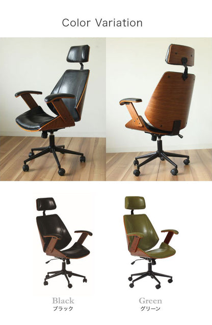 ロッキングチェア ハイバック 木製 デスクチェア ガス圧チェア チェア ケルサ キャスター ヘッドレスト 肘掛け 付き リモート 仕事 木目 在宅 撥水(代引不可)
