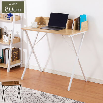デスク 80cm幅 パソコンデスク 収納棚付き 木製 リモートワーク 在宅勤務 マーキュリー80 書斎 おしゃれ かわいい モダン ホワイト ブラック(代引不可)