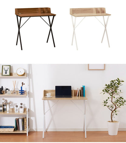 デスク 80cm幅 パソコンデスク 収納棚付き 木製 リモートワーク 在宅勤務 マーキュリー80 書斎 おしゃれ かわいい モダン ホワイト ブラック(代引不可)