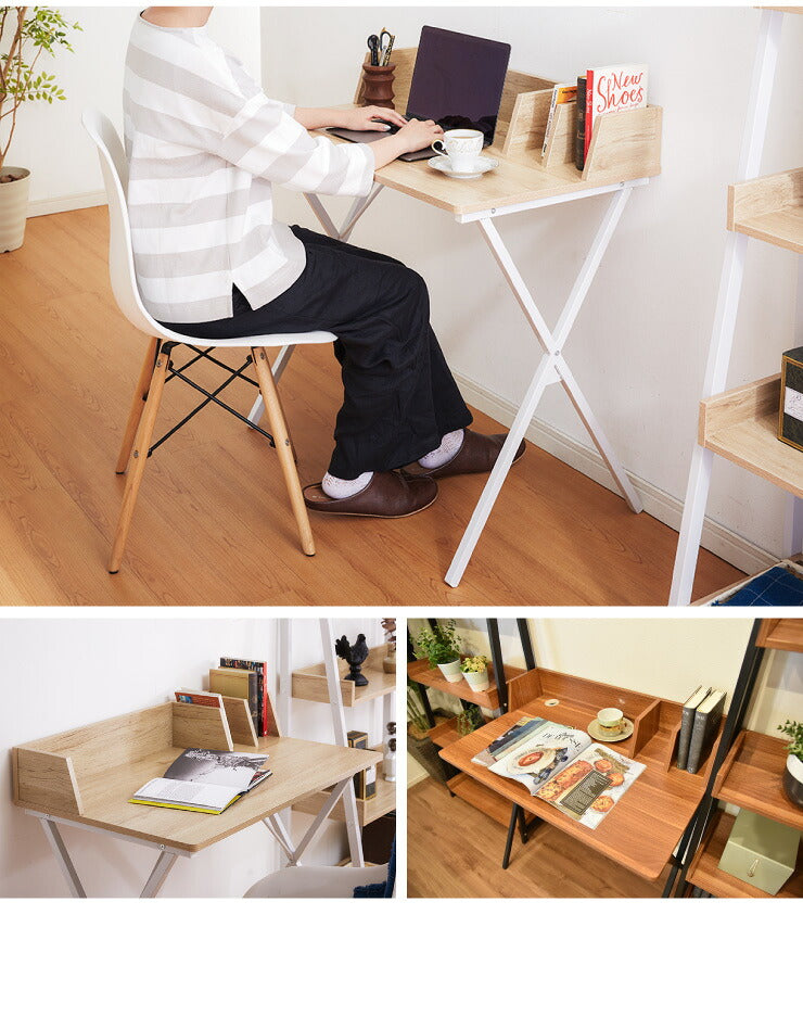 デスク 80cm幅 パソコンデスク 収納棚付き 木製 リモートワーク 在宅勤務 マーキュリー80 書斎 おしゃれ かわいい モダン ホワイト ブラック(代引不可)