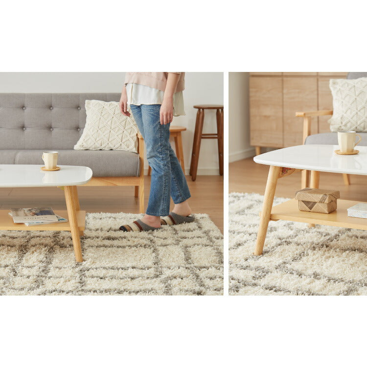 センターテーブル 幅105cm 高さ40cm ローテーブル ホワイト テーブル 折りたたみ 棚板付き 折れ脚 木製 木目 サイドテーブル 収納 家具 コンパクト リビング テレワーク(代引不可)