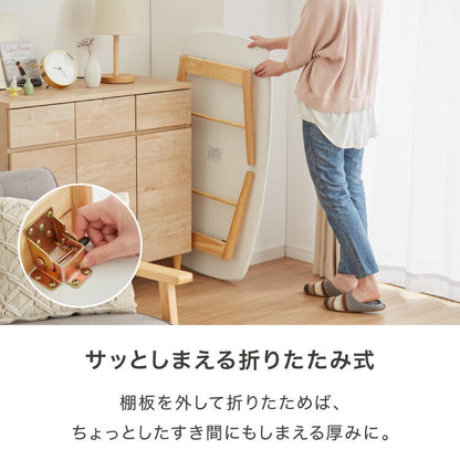 センターテーブル 幅105cm 高さ40cm ローテーブル ホワイト テーブル 折りたたみ 棚板付き 折れ脚 木製 木目 サイドテーブル 収納 家具 コンパクト リビング テレワーク(代引不可)