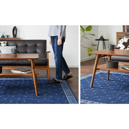 センターテーブル 幅90cm 高さ50cm ローテーブル アカシア テーブル 折りたたみ 棚板付き 折れ脚 木製 木目 サイドテーブル 収納 家具 コンパクト リビング テレワーク(代引不可)