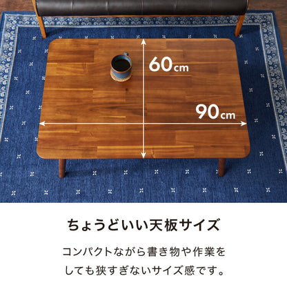 センターテーブル 幅90cm 高さ50cm ローテーブル アカシア テーブル 折りたたみ 棚板付き 折れ脚 木製 木目 サイドテーブル 収納 家具 コンパクト リビング テレワーク(代引不可)
