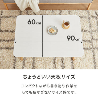 センターテーブル 幅90cm 高さ50cm ローテーブル ホワイト テーブル 折りたたみ 棚板付き 折れ脚 木製 木目 サイドテーブル 収納 家具 コンパクト リビング テレワーク(代引不可)