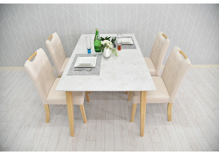 ダイニング5点セット テーブル幅135cm 4人掛け 大理石調 天然木 ダイニングテーブルセット ダイニングセット ダイニング ダイニングテーブル ダイニングチェア(代引不可)