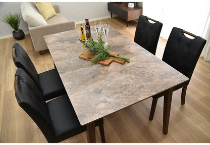 ダイニング5点セット テーブル幅135cm 4人掛け 大理石調 天然木 ダイニングテーブルセット ダイニングセット ダイニング ダイニングテーブル ダイニングチェア(代引不可)