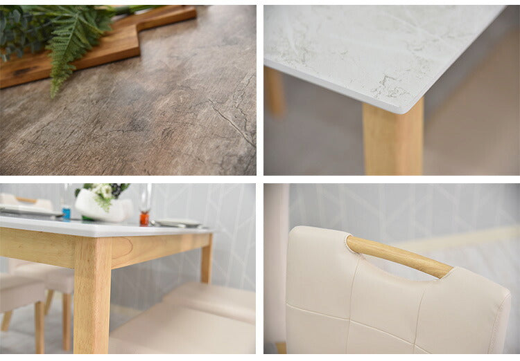 ダイニング5点セット テーブル幅135cm 4人掛け 大理石調 天然木 ダイニングテーブルセット ダイニングセット ダイニング ダイニングテーブル ダイニングチェア(代引不可)