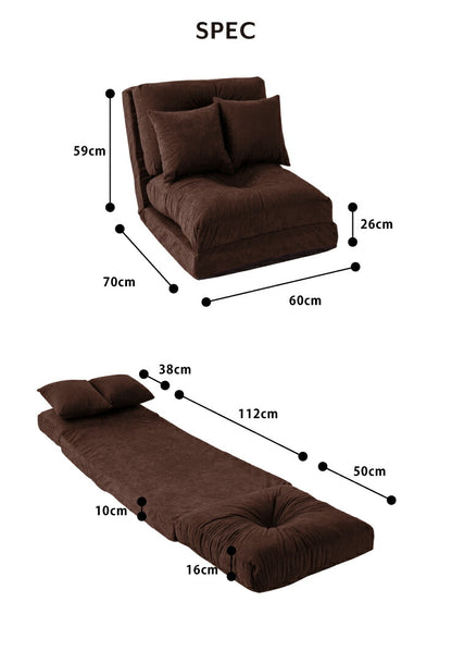 ソファ 3WAYソファーベッド 幅60cm ソファベッド 3way 座椅子 カウチ リクライニング スウェード クッション(代引不可)