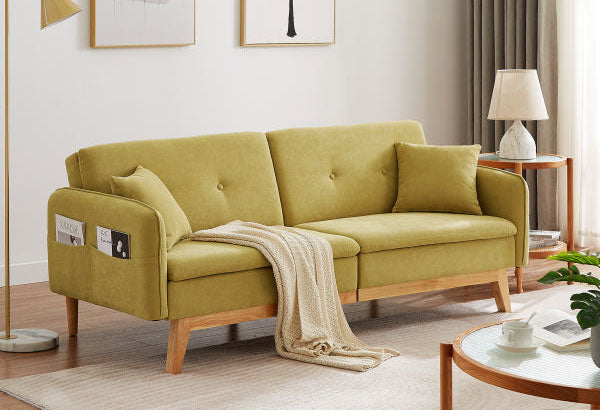 ソファベッド カジュアルソファベッド 収納ポケット付き 幅200cm 肘付き 肘掛け付き リクライニング ソファ 三人掛け ソファー 3人掛けソファ 三人掛けソファ 北欧 おしゃれ ファブリック(代引不可)