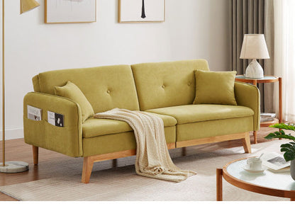 ソファベッド カジュアルソファベッド 収納ポケット付き 幅200cm 肘付き 肘掛け付き リクライニング ソファ 三人掛け ソファー 3人掛けソファ 三人掛けソファ 北欧 おしゃれ ファブリック(代引不可)