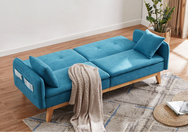 ソファベッド カジュアルソファベッド 収納ポケット付き 幅200cm 肘付き 肘掛け付き リクライニング ソファ 三人掛け ソファー 3人掛けソファ 三人掛けソファ 北欧 おしゃれ ファブリック(代引不可)