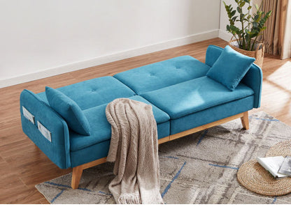 ソファベッド カジュアルソファベッド 収納ポケット付き 幅200cm 肘付き 肘掛け付き リクライニング ソファ 三人掛け ソファー 3人掛けソファ 三人掛けソファ 北欧 おしゃれ ファブリック(代引不可)