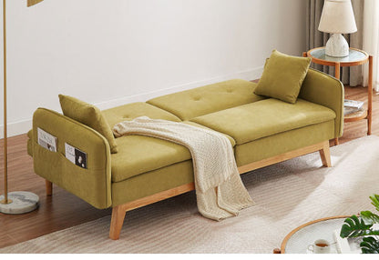 ソファベッド カジュアルソファベッド 収納ポケット付き 幅200cm 肘付き 肘掛け付き リクライニング ソファ 三人掛け ソファー 3人掛けソファ 三人掛けソファ 北欧 おしゃれ ファブリック(代引不可)