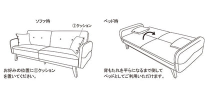 ソファベッド カジュアルソファベッド 収納ポケット付き 幅200cm 肘付き 肘掛け付き リクライニング ソファ 三人掛け ソファー 3人掛けソファ 三人掛けソファ 北欧 おしゃれ ファブリック(代引不可)