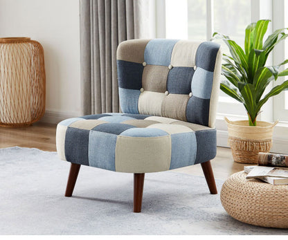 ソファ パッチワークソファ 1人掛け 肘無し 幅63cm ソファ 一人掛け ソファ パーソナルソファ パーソナルチェア 北欧 おしゃれ ナチュラル ファブリック(代引不可)