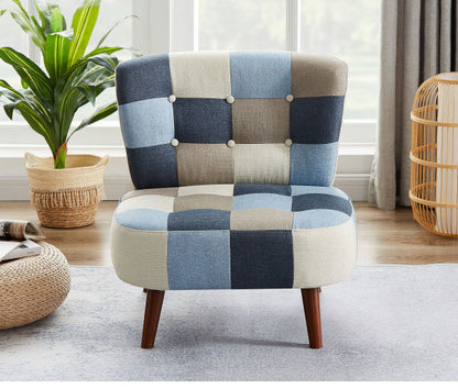 ソファ パッチワークソファ 1人掛け 肘無し 幅63cm ソファ 一人掛け ソファ パーソナルソファ パーソナルチェア 北欧 おしゃれ ナチュラル ファブリック(代引不可)