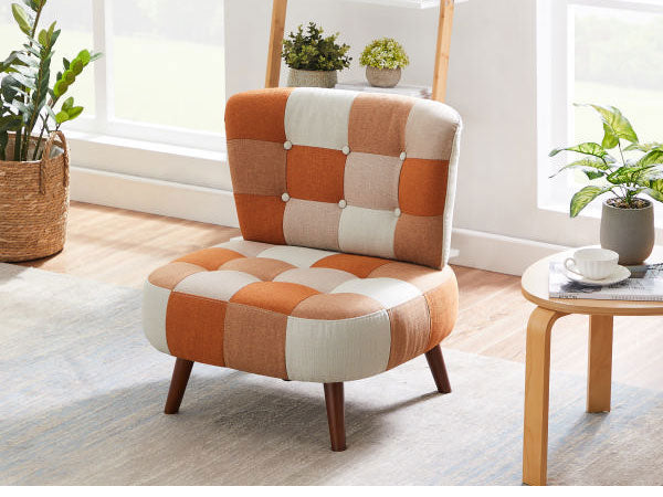 ソファ パッチワークソファ 1人掛け 肘無し 幅63cm ソファ 一人掛け ソファ パーソナルソファ パーソナルチェア 北欧 おしゃれ ナチュラル ファブリック(代引不可)