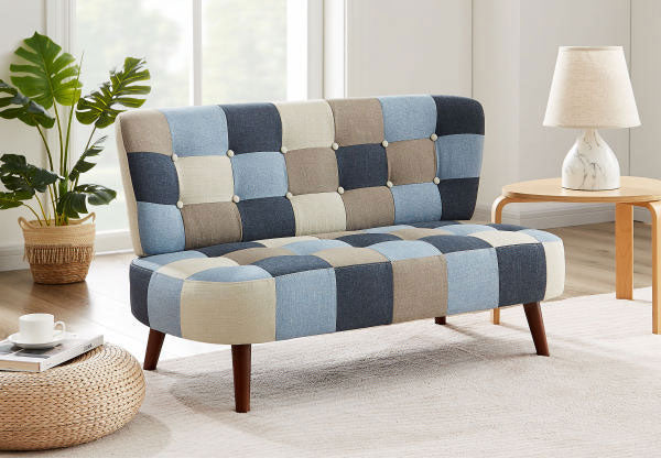 ソファ パッチワークソファ 2人掛け 肘無し 幅119cm ソファ 二人掛け ソファー 2人掛けソファ 二人掛けソファ 北欧 おしゃれ ナチュラル ファブリック(代引不可)