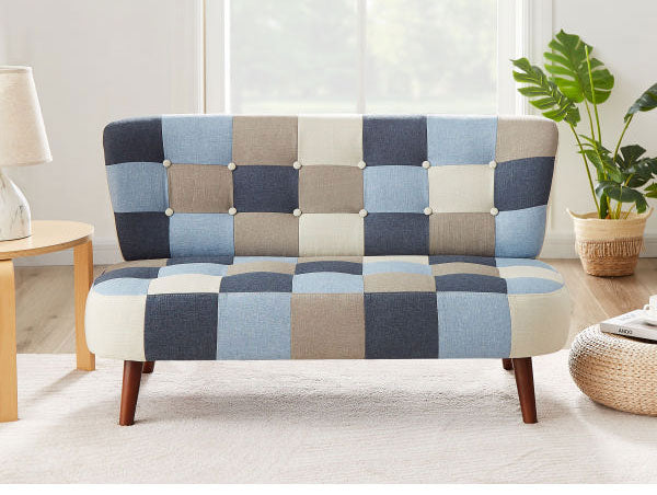 ソファ パッチワークソファ 2人掛け 肘無し 幅119cm ソファ 二人掛け ソファー 2人掛けソファ 二人掛けソファ 北欧 おしゃれ ナチュラル ファブリック(代引不可)