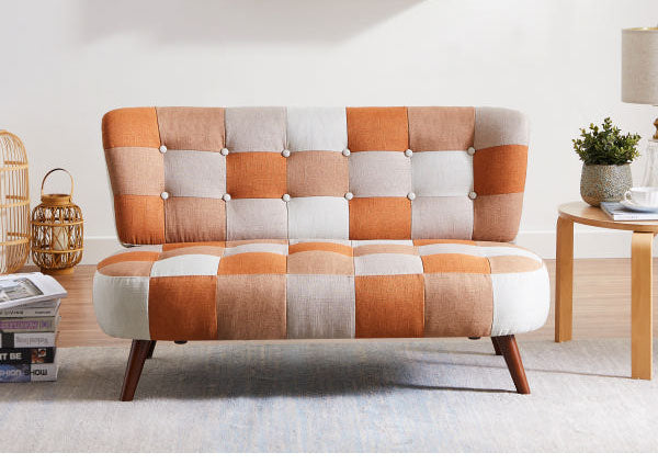 ソファ パッチワークソファ 2人掛け 肘無し 幅119cm ソファ 二人掛け ソファー 2人掛けソファ 二人掛けソファ 北欧 おしゃれ ナチュラル ファブリック(代引不可)