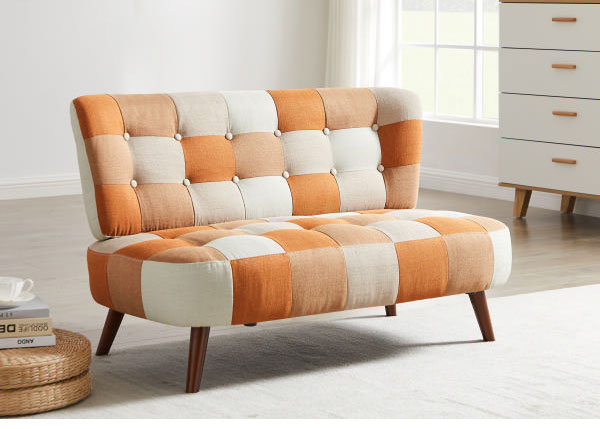 ソファ パッチワークソファ 2人掛け 肘無し 幅119cm ソファ 二人掛け ソファー 2人掛けソファ 二人掛けソファ 北欧 おしゃれ ナチュラル ファブリック(代引不可)