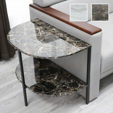 大理石調サイドテーブル 60×39cm 応接室用テーブル ローテーブル センターテーブル 大理石調 リビングテーブル おしゃれ(代引不可)