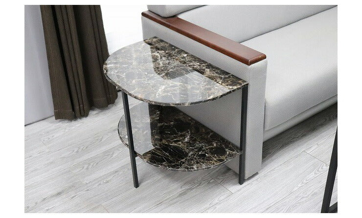 大理石調サイドテーブル 60×39cm 応接室用テーブル ローテーブル センターテーブル 大理石調 リビングテーブル おしゃれ(代引不可)