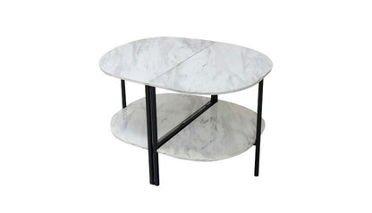 大理石調サイドテーブル 60×39cm 応接室用テーブル ローテーブル センターテーブル 大理石調 リビングテーブル おしゃれ(代引不可)