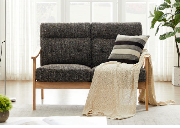 ソファ 木肘ソファ 2人掛け 肘付き 幅123cm ソファ 座面にポケットコイル使用 天然木フレーム 二人掛け ソファー 2人掛けソファ 二人掛けソファ 北欧 おしゃれ ナチュラル ファブリック(代引不可)