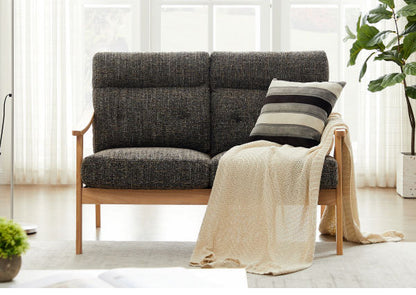 ソファ 木肘ソファ 2人掛け 肘付き 幅123cm ソファ 座面にポケットコイル使用 天然木フレーム 二人掛け ソファー 2人掛けソファ 二人掛けソファ 北欧 おしゃれ ナチュラル ファブリック(代引不可)