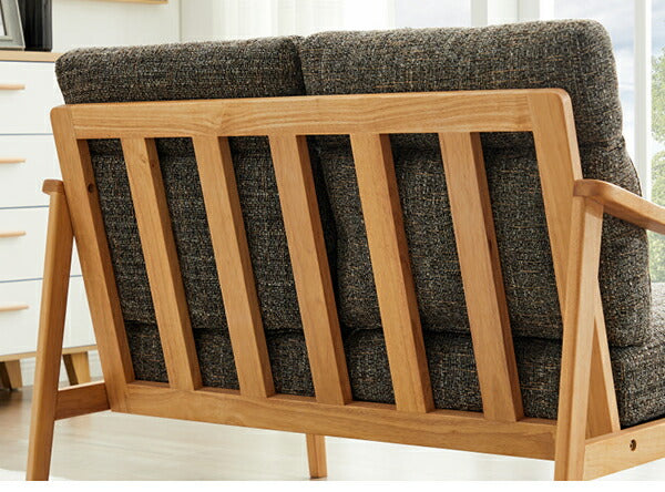 ソファ 木肘ソファ 2人掛け 肘付き 幅123cm ソファ 座面にポケットコイル使用 天然木フレーム 二人掛け ソファー 2人掛けソファ 二人掛けソファ 北欧 おしゃれ ナチュラル ファブリック(代引不可)