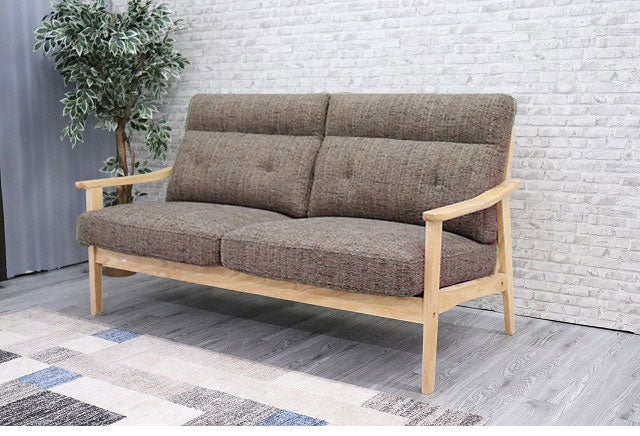 ソファ 木肘ソファ 3人掛け 肘付き 幅165cm ソファ 座面にポケットコイル使用 天然木フレーム 三人掛け ソファー 3人掛けソファ 三人掛けソファ 北欧 おしゃれ ナチュラル ファブリック(代引不可)