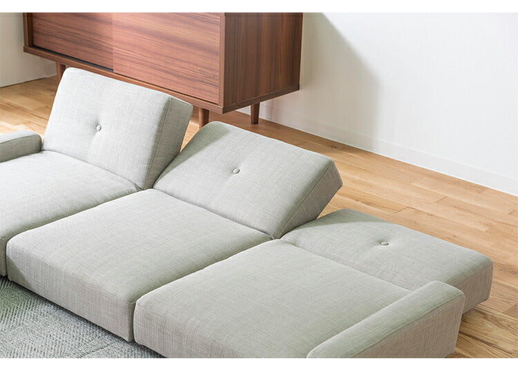 ローソファ 3P ソファベッド 幅171cm 奥行64/88cm フロアソファ ファブリック おしゃれ 北欧 かわいい フラット カウチソファ 3人掛け リクライニング sofa ソファ ソファー(代引不可)