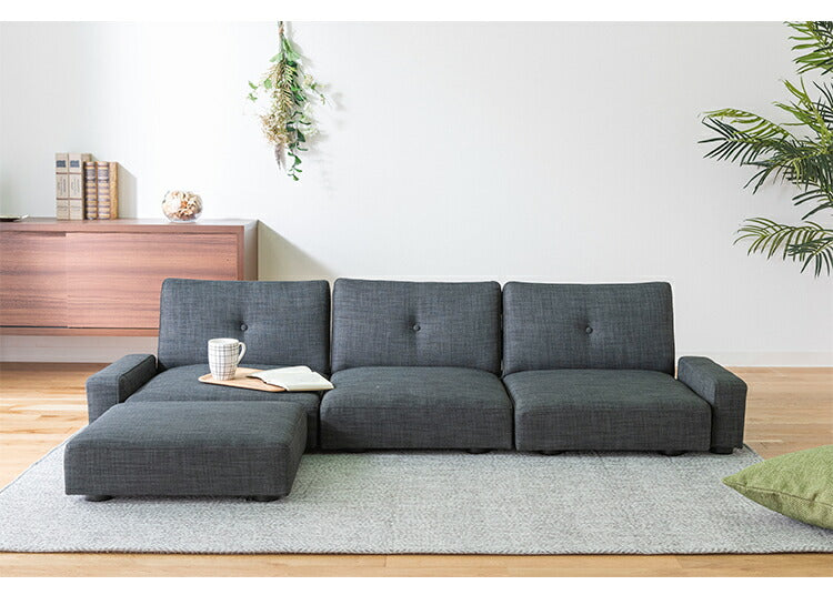 ローソファ 3P ソファベッド 幅171cm 奥行64/88cm フロアソファ ファブリック おしゃれ 北欧 かわいい フラット カウチソファ 3人掛け リクライニング sofa ソファ ソファー(代引不可)