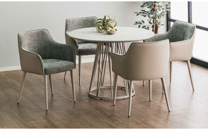 ダイニングセット 円形 サイドテーブル 幅100 ファブリック ダイニングチェア 4個入り ラウンドテーブル ミニテーブル ナイトテーブル ベッドサイド ソファサイド テーブル 北欧 メラミン スチール(代引不可)