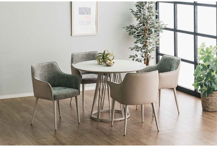 ダイニングテーブル 円形 幅100 円形 丸 4人掛け 4人用 4P カフェ リビング テーブル ラウンドテーブル 食卓 おしゃれ 北欧 ナチュラル ホワイト コンクリート調 モルタル調 メラミン スチール(代引不可)