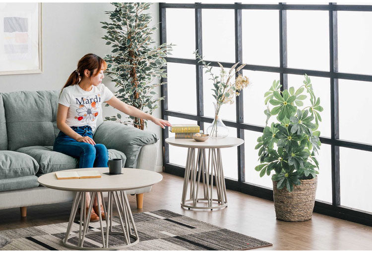 サイドテーブル 円形 幅60 ラウンドテーブル ミニテーブル ナイトテーブル ベッドサイド ソファサイド テーブル おしゃれ 北欧 ナチュラル ホワイト コンクリート調 モルタル調 メラミン スチール(代引不可)