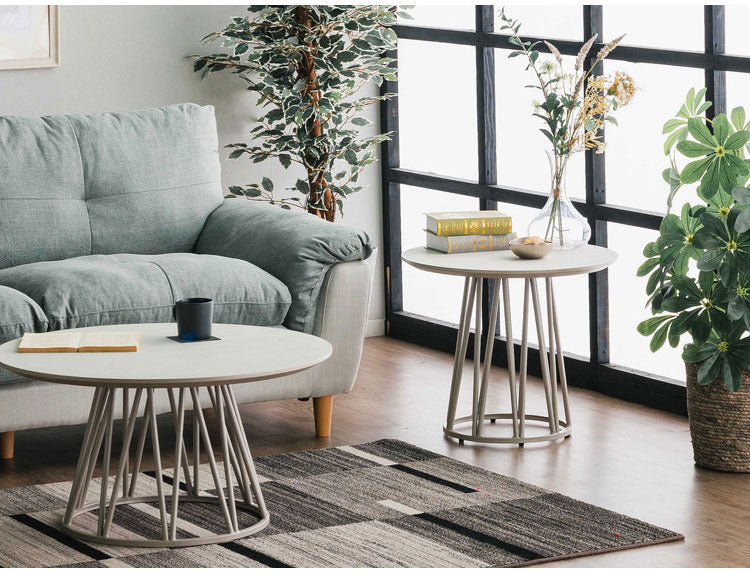 サイドテーブル 円形 幅60 ラウンドテーブル ミニテーブル ナイトテーブル ベッドサイド ソファサイド テーブル おしゃれ 北欧 ナチュラル ホワイト コンクリート調 モルタル調 メラミン スチール(代引不可)