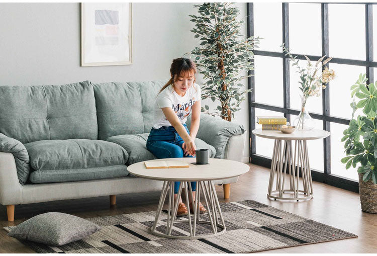 サイドテーブル 円形 幅80 ラウンドテーブル ミニテーブル ナイトテーブル ベッドサイド ソファサイド テーブル おしゃれ 北欧 ナチュラル ホワイト コンクリート調 モルタル調 メラミン スチール(代引不可)