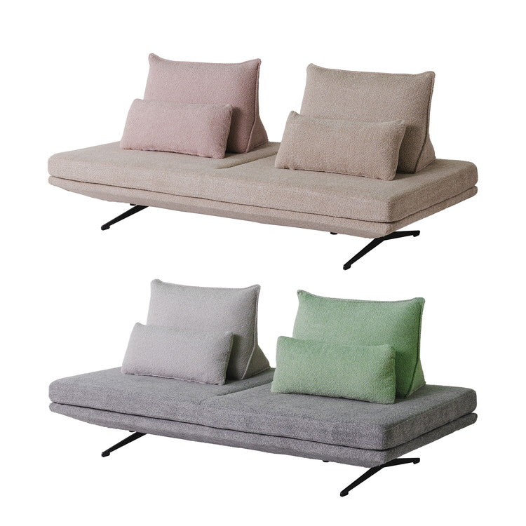 アイランドソファ 二人掛け ソファセット 背・クッション 2個セット ブークレ カウチソファ ソファ リビング 北欧風 フェミニン かわいい おしゃれ 高級感(代引不可)