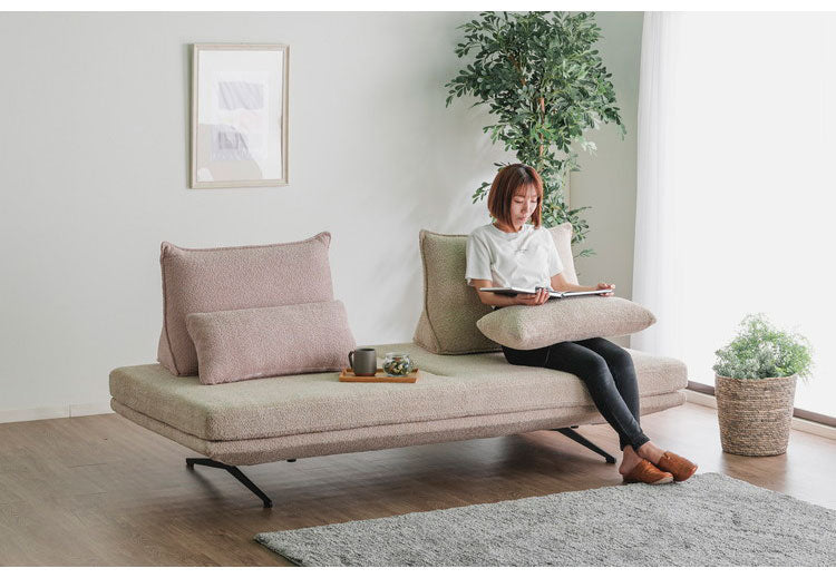 アイランドソファ 二人掛け ソファセット 背・クッション 2個セット ブークレ カウチソファ ソファ リビング 北欧風 フェミニン かわいい おしゃれ 高級感(代引不可)