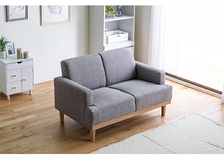 コンパクトソファ 2P 2人掛け 幅116cm 奥行71cm 天然木 ファブリック おしゃれ 北欧 肘置き 肘付き 2.5人掛け ローソファー 新生活 一人暮らし フロアソファ ソファー(代引不可)